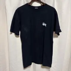y051407 STUSSY Tシャツ　M　ブラック　バックプリント　半袖　ロゴ