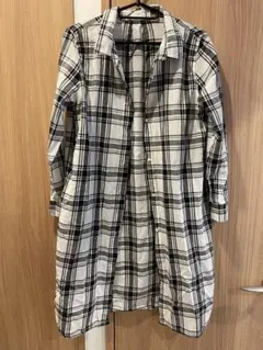ARCHIVES チェック柄ロングシャツ（ホワイト・ブラック）⚠️訳あり