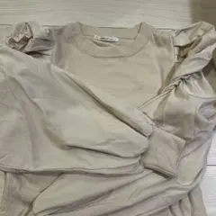パフスリーブ長袖ニット ベージュ F