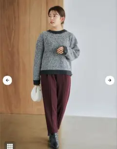 コヒナ　試着のみ　バーガンディ タック入り ハイウエストパンツ