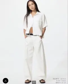 UNIQLO バギーバレルレッグジーンズ ホワイト　26サイズのサムネイル