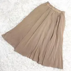 ショコラフィネローブ✨良品　フレアスカート　ロング丈　ベージュ　（F）