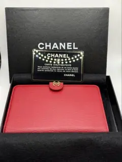 CHANEL レザー手帳カバー　レッド