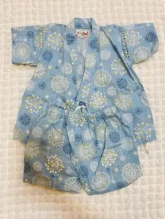 水色 花火模様 甚平セット 95cm以下