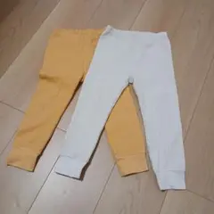 UNIQLO　リブ編みパンツ 100cm イエロー ホワイト