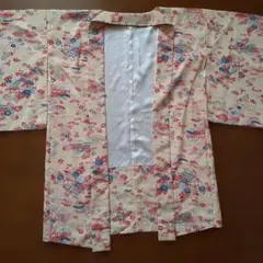 和風羽織 クリーム色 花柄