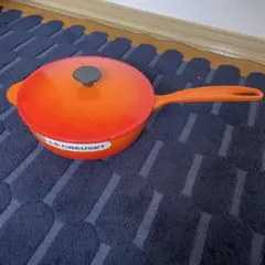 LE CREUSET 片手鍋 オレンジ 蓋付き ソースパン 16cm 鍋ピン付き