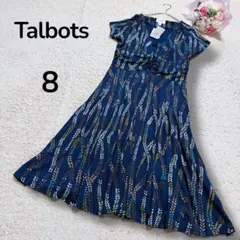 【タルボットTalbots】新品　葉っぱ総柄　クルミボタンロングフレアワンピース