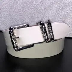 ベルト ホワイト 白 全長100cm 幅3.4cm 彫刻 装飾 Pu