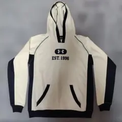 アンダーアーマー プルオーバーパーカー 白×紺×緑ライン Mサイズ