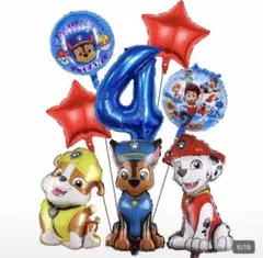 パウパトロール　バルーン　バースデーバルーン　誕生日バルーン　誕生日飾り　4歳
