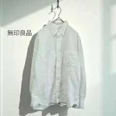 ムジルシリョウヒン【S】シャツ 綿100 長袖 ポケット　白　シンプルd156