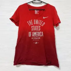 Nike Vネック Tシャツ 2016年製 レッド グラデーション 半袖シャツ