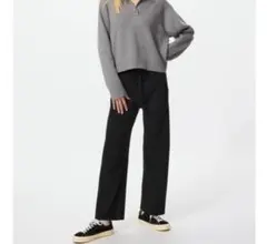 UNIQLO ウォッシャブルニットリブパンツ　ブラック