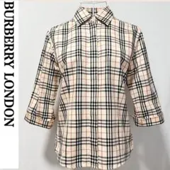 美品級BURBERRY LONDON ノバチェックトップスイングランド製 七分袖