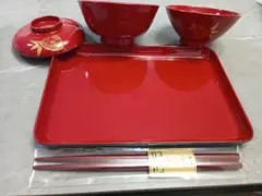 お食い初め用 赤い漆器セット