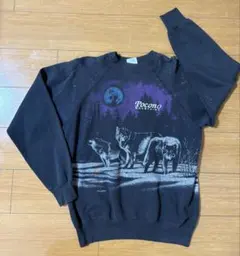 Hanes Pocono Mountains 늑대 무늬 스웨트 L
