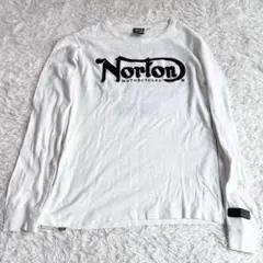 Norton　ノーートン　刺繍　ロンT　長袖カットソー　ホワイト　M