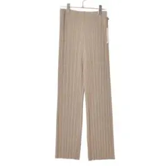 M〜L プリーツ ワイドパンツ レディース ボトムス 無地 総ゴム 春夏/モカ