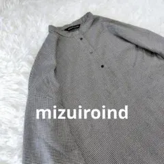 mizuiroind　千鳥格子柄　シャツワンピースバンドカラー