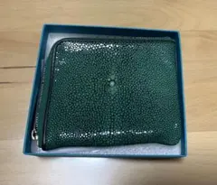 中古・美品　エイ革L字ファスナー財布 グリーンのサムネイル