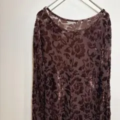 90s英国製ヴィンテージ Marks&Spencer 花柄ベロア シアートップス