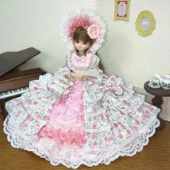 リカちゃん 着せ替え服 　バッグ付き♡リバティのドレス