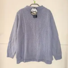 新品タグ付 Part2 ジュンコシマダ ケーブル編みニット クルーネック 淡青M