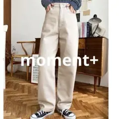 moment+ デニム＆ツイルストレートパンツ　グレイッシュベージュのサムネイル