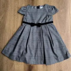 グレー系チェック 半袖ワンピース フォーマル 女の子
