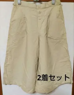 ユニクロ 女児150 ベージュ ボタン付きボトムス 2着セット
