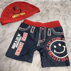 PUFF KIDS スマイリーフェイス水着とキャップセット　80