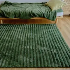 テイジン クルミー ラビットファー調ラグ 185×185cm カーキ 床暖房対応