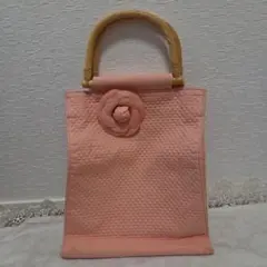 ピンクお花付きハンドバッグ