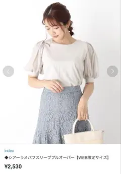 新品未使用　index シアーラメパフスリーブプルオーバー シアー トップス