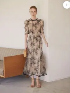 《 Leja 》 花柄リボンパフスリーブマー メイドワンピースドレス