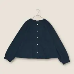 GLACIE Honeys ラメ フレア ノーカラー ジャケット ネイビー M