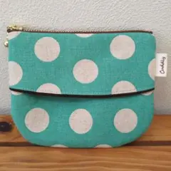 ポケットティッシュケース付きポーチ✽水玉 濃茶