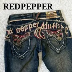 RED PEPPER デニム　刺繍　羽根　フレア　ダメージ加工　y2k ギミック