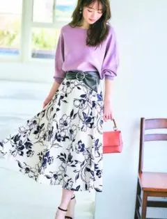 Apuweiser-riche モノクロフラワースカート 美品