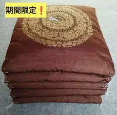 【期間限定❗️】座布団5枚セット美品✨️高級感あり！茶色と金色の花柄座布団