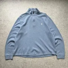 90s ポロバイラルフローレン ハーフジップ コットンニット ライトブルー