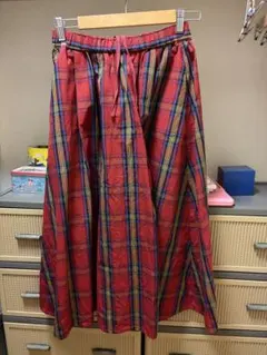 レッド チェック柄 ロングスカートのサムネイル