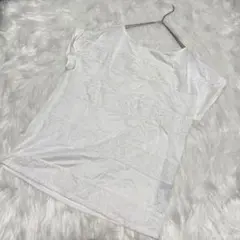 ボディードレッシングデラックス　刺繍　レース　切り替え　白　カットソー　清楚系