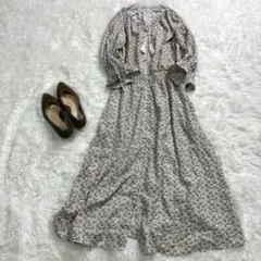 花柄ワンピース 長袖 オレンジ