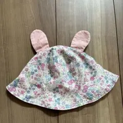 可愛い花柄ウサ耳ベビー帽＊42-44
