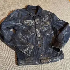 DIESEL ディーゼル　デニムジャケット　レザー切り替え　ダメージ加工　L DIESEL（ディーゼル） デニムジャケット レディース ケミカル