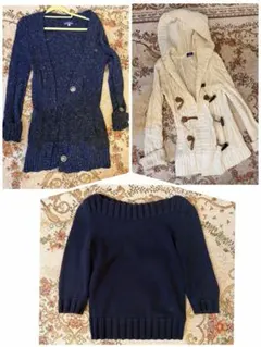 バーバリー　ブルーレーベル　38 アイボリー・ネイビー ニットカーディガンまとめ