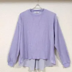 BACK NUMBER リブ編み　カットソー 長袖Tシャツ　パープル　Мサイズのサムネイル