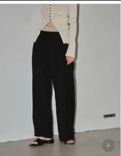 ダブルウエスト ワイドパンツ